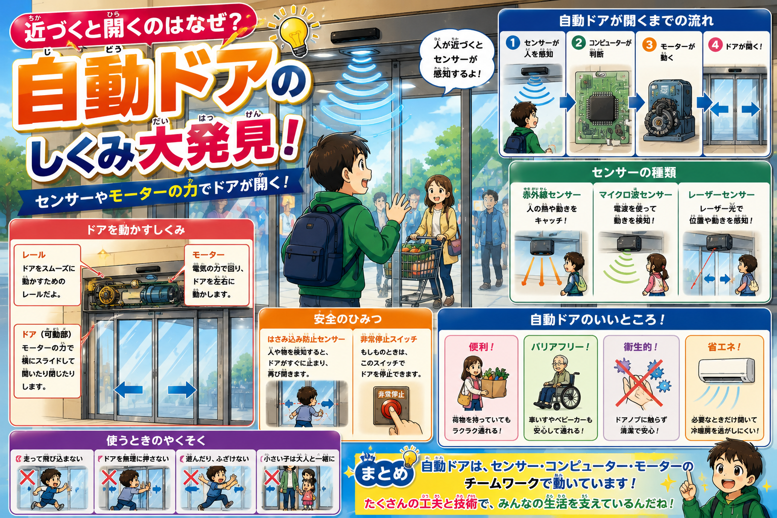近づくと開くのはなぜ？自動ドアのひみつ大発見！
