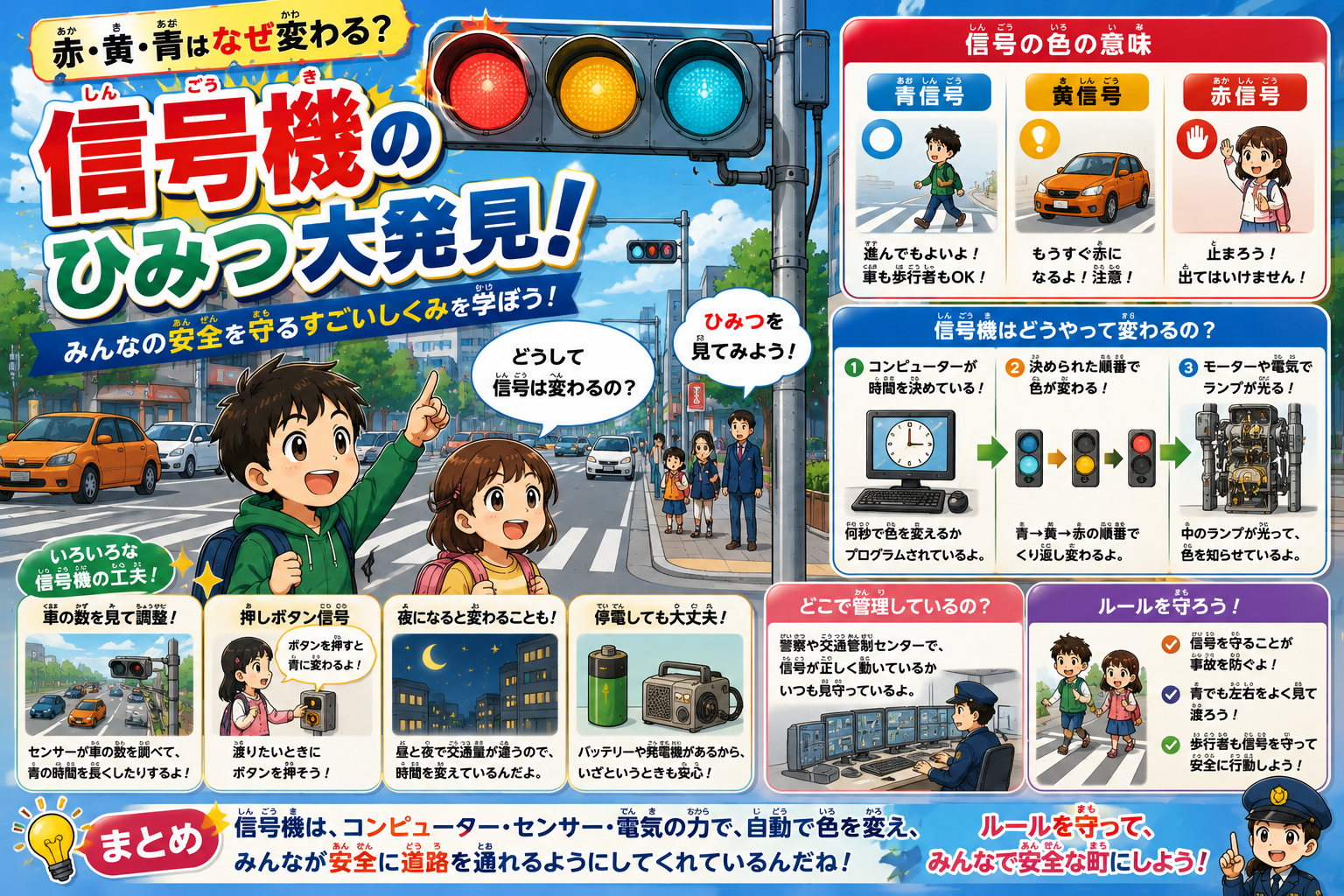 赤・黄・青はなぜ変わる？信号機のひみつ大発見！