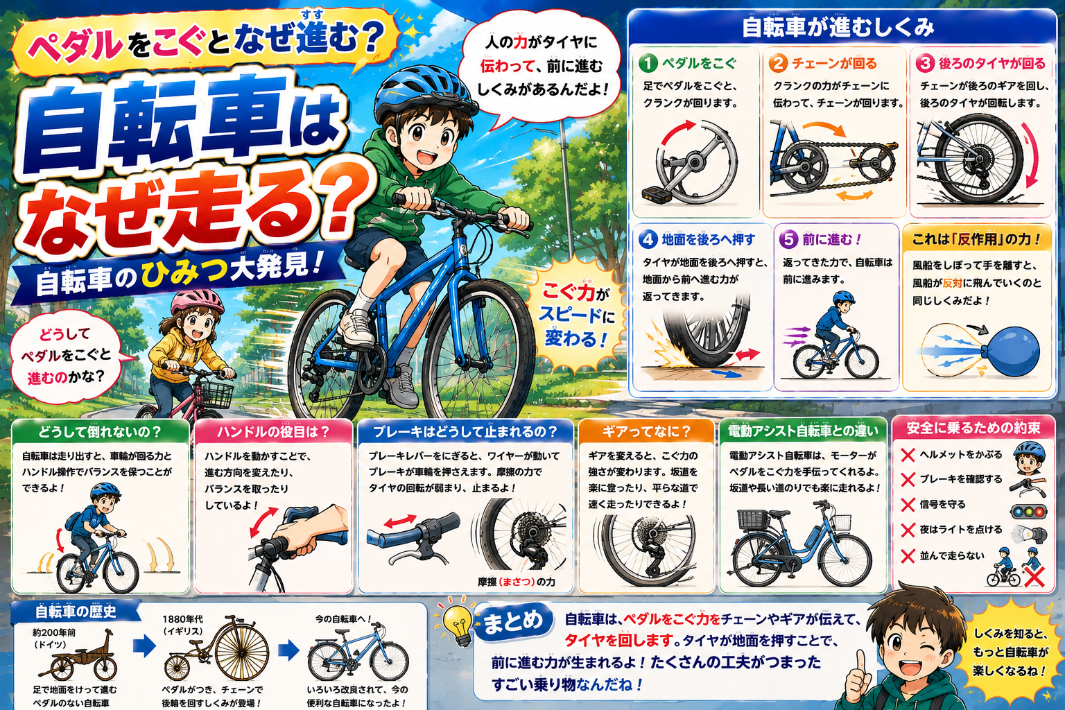 ペダルをこぐとなぜ進む？自転車のひみつ大発見！