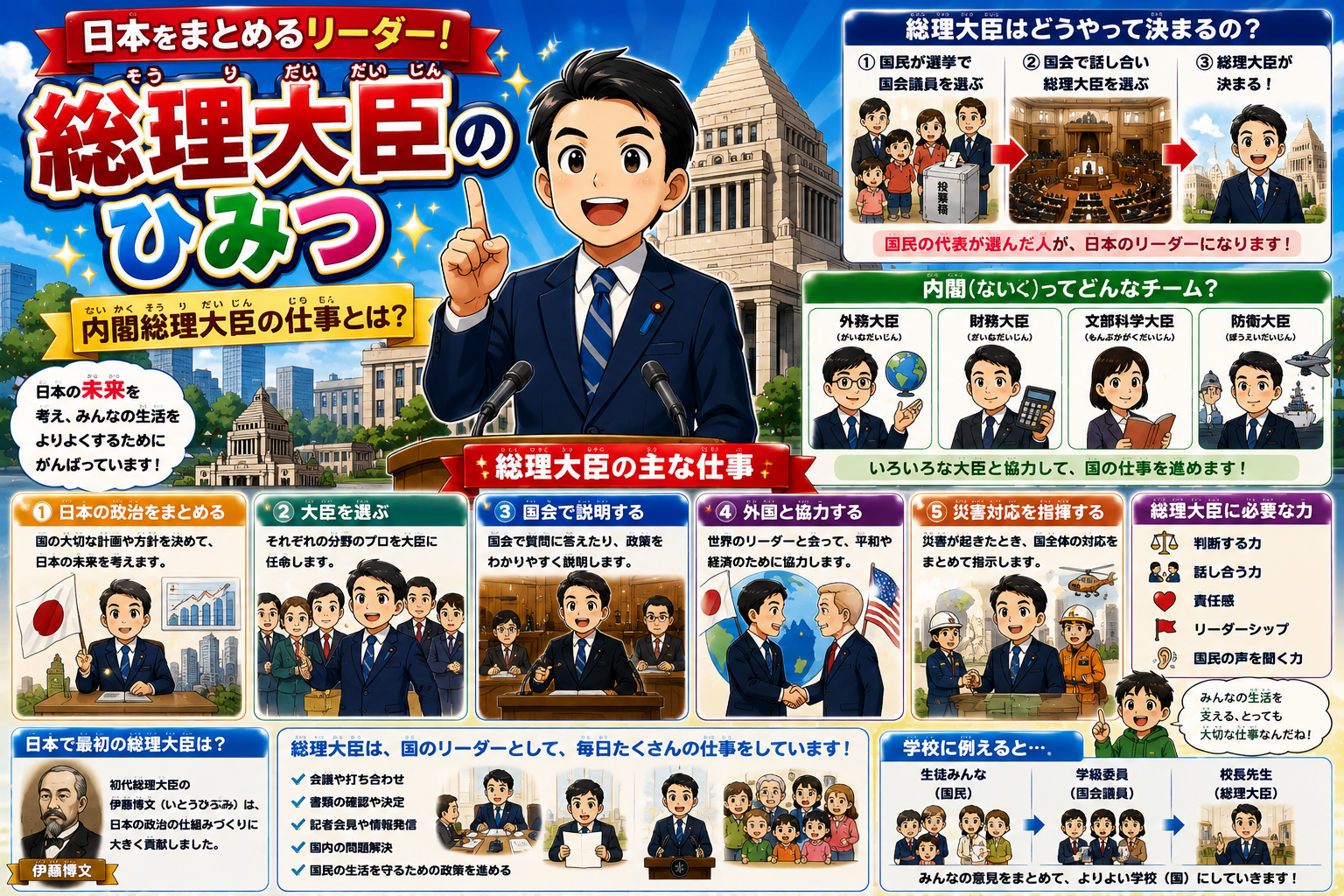内閣総理大臣の仕事とは？日本のリーダーを知ろう