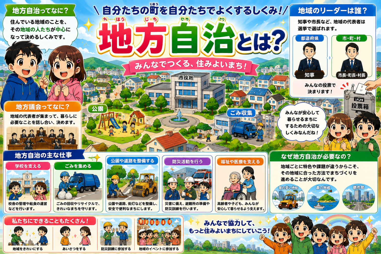 町や市は誰が動かす？地方自治のひみつ！