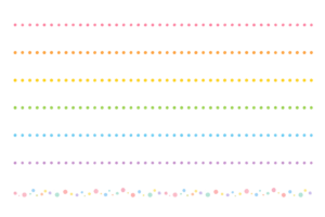 カラフルな水玉ライン素材｜かわいいドット装飾の区切り線イラスト（透過PNG・商用利用可）
