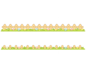 木の柵と草のライン素材｜ナチュラルなガーデン風ボーダー装飾イラスト（透過PNG・商用利用可）