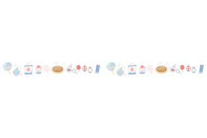 お祭りモチーフのライン素材｜うちわ・提灯・かき氷・わたあめ・屋台フード装飾イラスト（透過PNG・商用利用可）