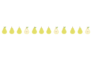 梨が並んだライン素材｜秋の味覚・果物モチーフの装飾ボーダーイラスト（透過PNG・商用利用可）