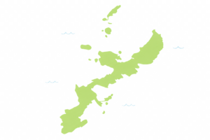 日本の南西に位置する沖縄地方の地図イラスト｜地域案内・南西諸島マップ素材（透過PNG・商用OK）
