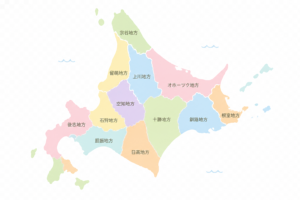 日本最北の地域・北海道の地図イラスト｜県境（区分）付きエリアマップ素材（透過PNG・商用OK）