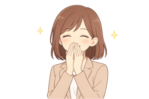 口元を手で隠して上品に笑う女性のイラスト｜マナー・しぐさ・エレガント人物素材（透過PNG・商用OK）