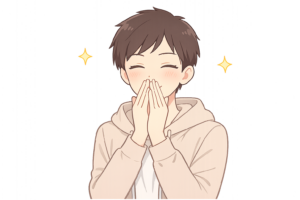 口元を手で隠して上品に笑う男性のイラスト｜マナー・しぐさ・エレガント人物素材（透過PNG・商用OK）