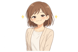 口角が上がった笑顔の女性のイラスト｜やさしい表情・ポジティブ人物素材（透過PNG・商用OK）