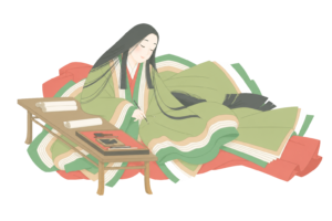 平安時代の女流作家・紫式部のイラスト｜源氏物語・日本文学人物素材（透過PNG・商用OK）