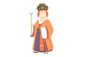 邪馬台国の女王・卑弥呼のイラスト｜古代日本・歴史人物素材（透過PNG・商用OK）