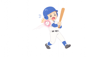 打者にボールが当たるデッドボールのイラスト｜野球・死球シーン・スポーツ事故素材（透過PNG・商用OK）