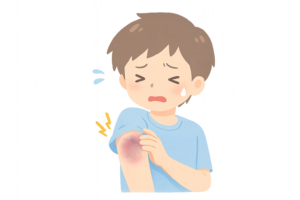 腕にあざ（内出血）ができている人のイラスト｜打撲・ケガの症状・医療素材（透過PNG・商用OK）