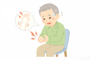 失った手足に痛みを感じる幻肢痛のイラスト｜神経の錯覚・リハビリ医療素材（透過PNG・商用OK）