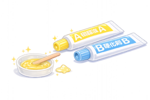 二液混合タイプのエポキシ接着剤のイラスト｜樹脂系接着材・DIY工具素材（透過PNG・商用OK）