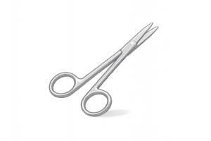 外科手術や実験で使う剪刀（せんとう）のイラスト｜医療用ハサミ・研究器具素材（透過PNG・商用OK）