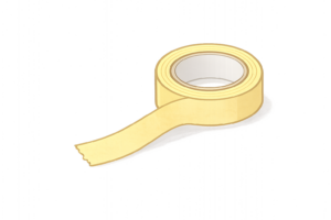 黄色の無地マスキングテープのイラスト｜シンプルな文房具・デコレーション素材（透過PNG・商用OK）