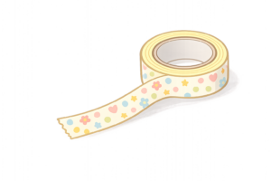 カラフル柄のかわいいマスキングテープのイラスト｜デコレーション・文房具素材（透過PNG・商用OK）