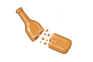 割れてしまったビール瓶のイラスト｜ガラスごみ・危険物の無料素材（透過PNG・商用OK）
