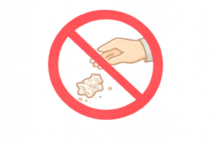 ポイ捨て禁止マーク付きイラスト｜ごみの不法投棄防止無料素材（透過PNG・商用OK）