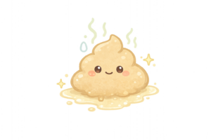 やわらかいうんちキャラクターのイラスト｜軟便・お腹の健康無料素材（透過PNG・商用利用OK）