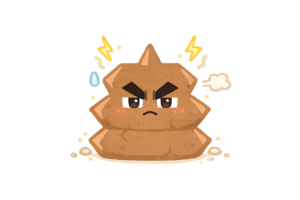 カチコチうんちキャラクターのイラスト｜便秘・腸内環境の無料素材（透過PNG・商用利用OK）