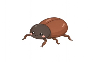メスのカブトムシのイラスト｜ツノのない昆虫フリー素材（透過PNG・商用利用OK）