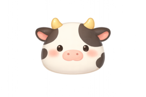 白黒模様の牛の顔イラスト｜動物フリー素材（透過PNG・商用OK）