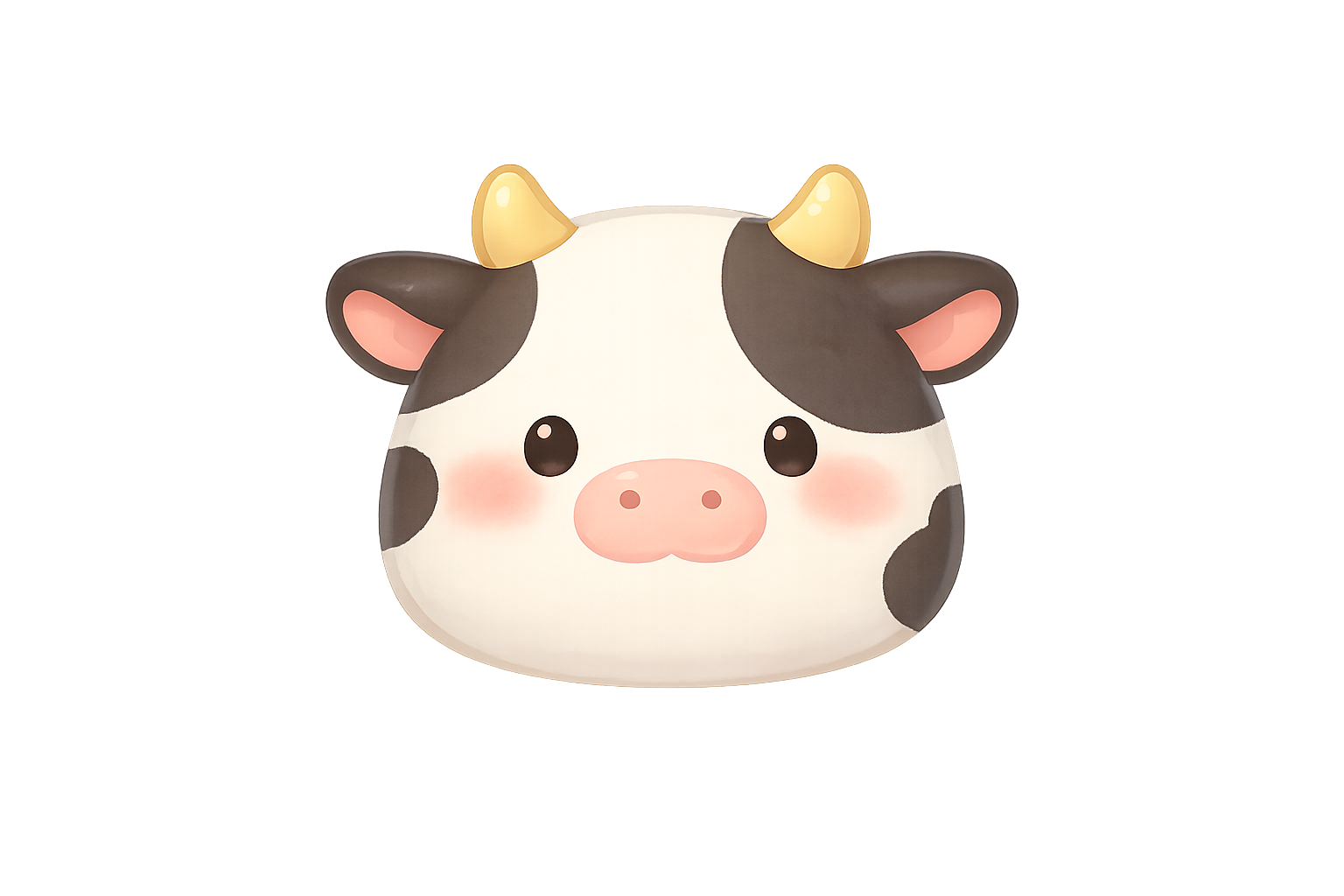 白黒模様の牛の顔イラスト|動物フリー素材(透過PNG・商用OK)