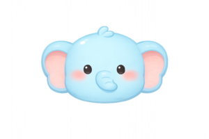 かわいい象の顔イラスト｜動物キャラクター素材（透過PNG・商用OK）