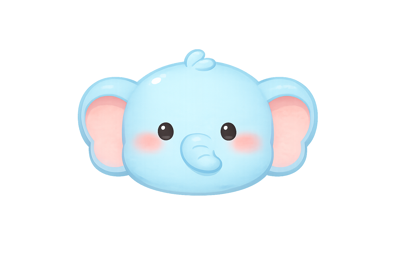 かわいい象の顔イラスト|動物キャラクター素材(透過PNG・商用OK)