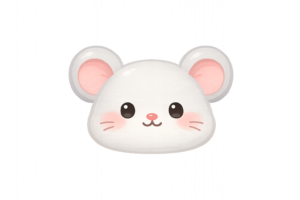 かわいいネズミの顔イラスト｜動物フリー素材（透過PNG・商用OK）