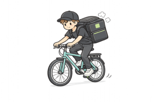 フードデリバリー自転車便のイラスト｜無料素材（透過PNG・商用OK）