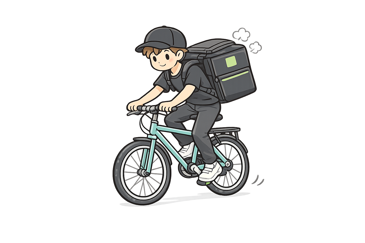 フードデリバリー自転車便のイラスト｜無料素材（透過PNG・商用OK）