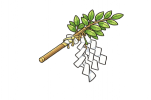 神事で使う玉串のイラスト｜神道フリー素材（透過PNG・商用OK）