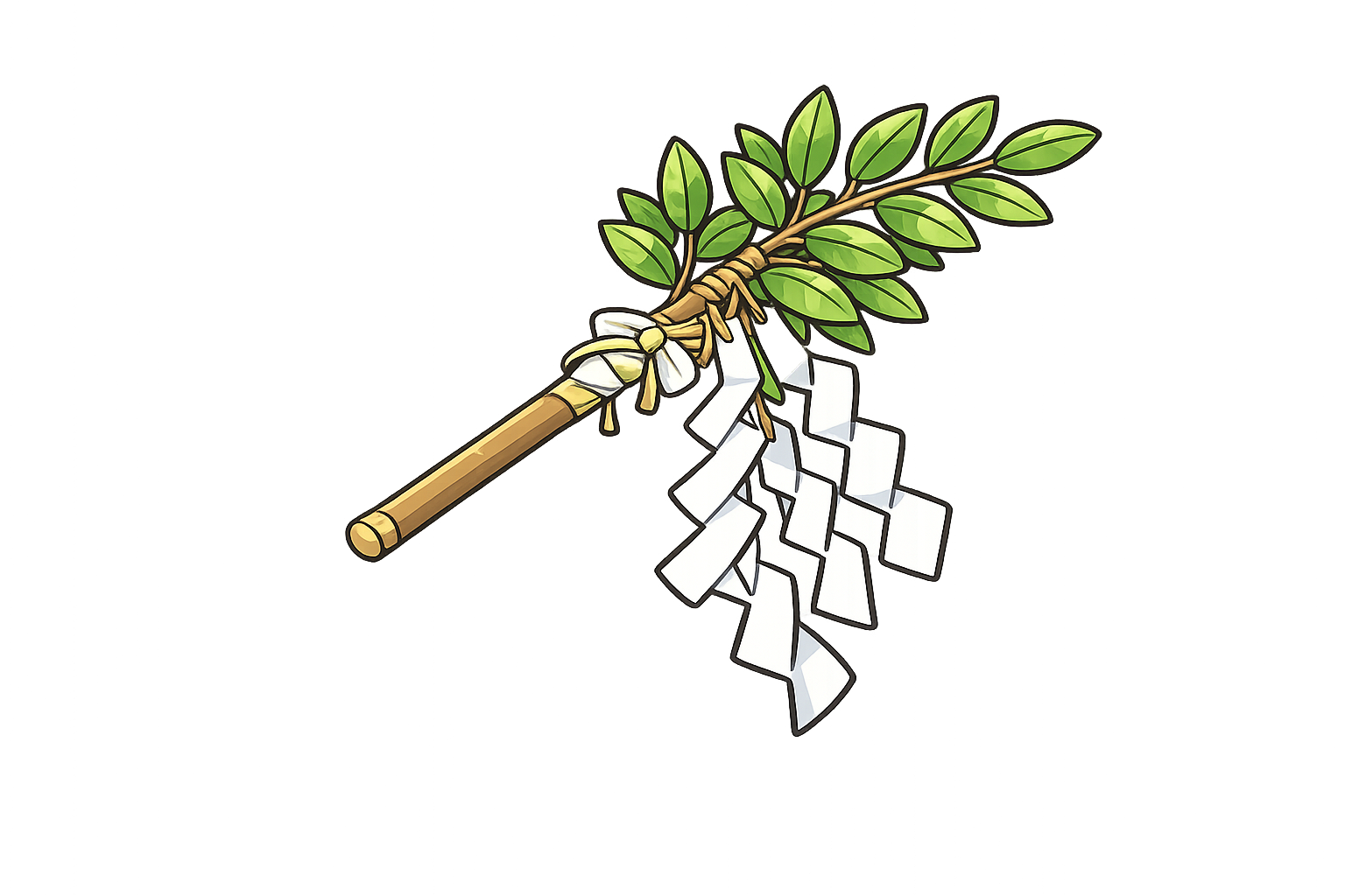 神事で使う玉串のイラスト|神道フリー素材(透過PNG・商用OK)