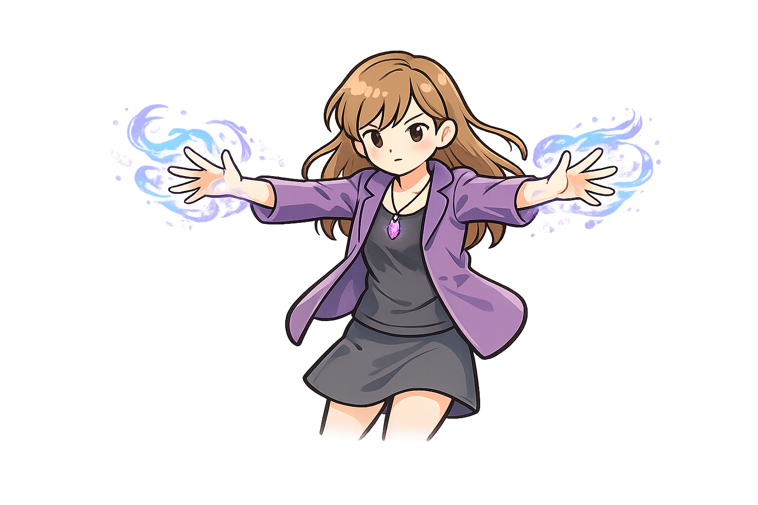 超能力を使う女性のイラスト｜ファンタジー素材（透過PNG・商用OK）