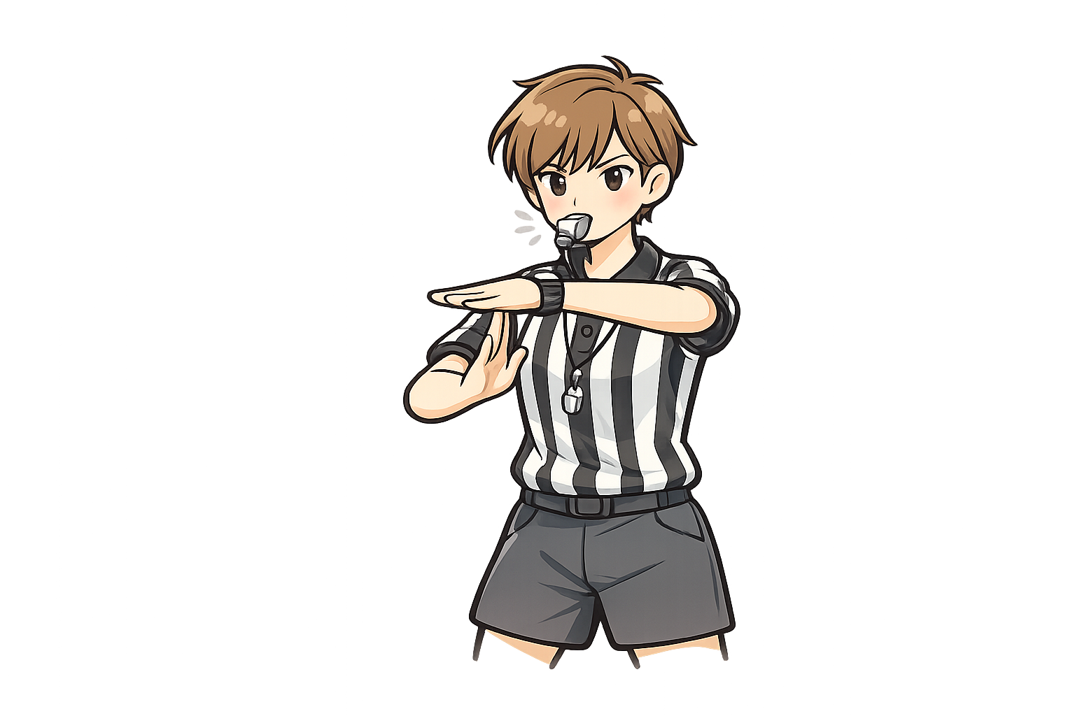 タイムアウトの合図をする男性審判のイラスト｜無料素材（透過PNG・商用OK）