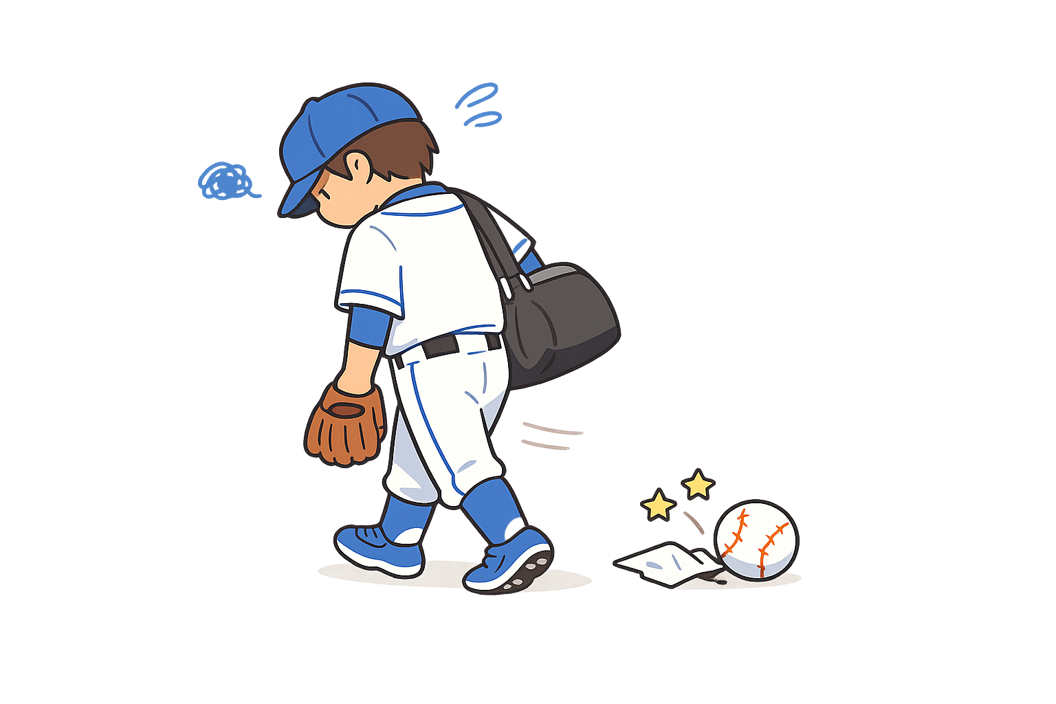 戦力外通告を受けた野球選手のイラスト|無料素材(透過PNG・商用OK)