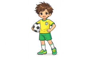 サッカーボールを持つ少年のイラスト｜無料素材（透過PNG・商用OK）
