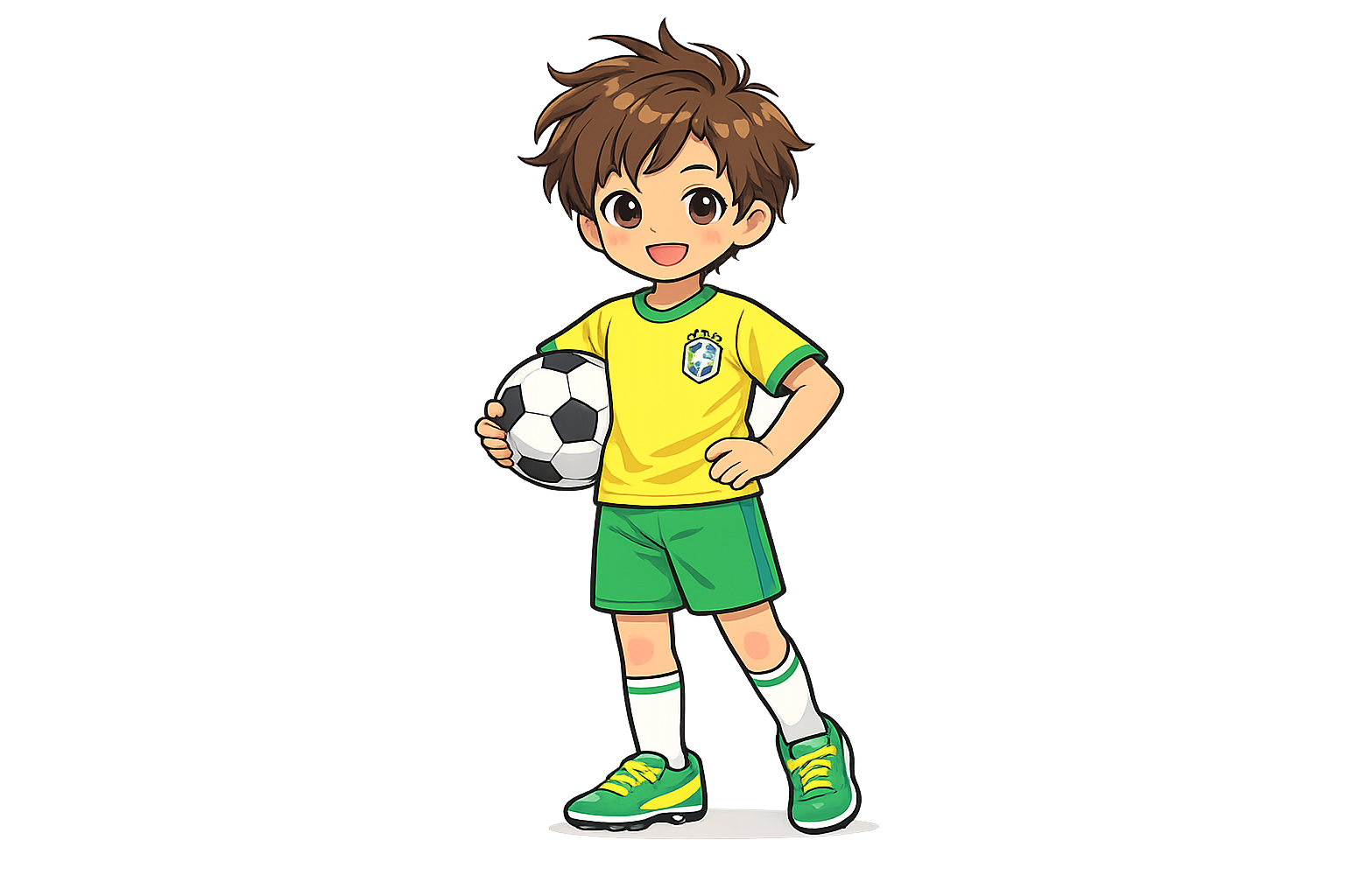 サッカーボールを持つ少年のイラスト｜無料素材（透過PNG・商用OK）