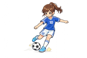 パスを出す女子サッカー選手のイラスト｜無料素材（透過PNG・商用OK）