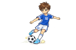 パスを出す男子サッカー選手のイラスト｜無料素材（透過PNG・商用OK）