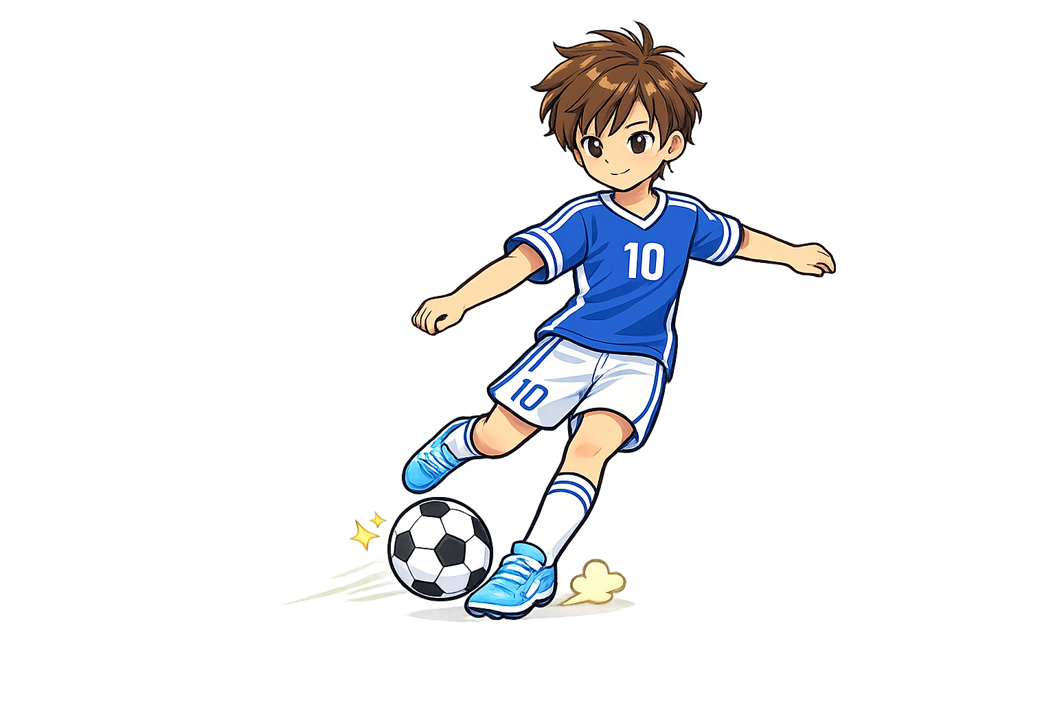 パスを出す男子サッカー選手のイラスト｜無料素材（透過PNG・商用OK）