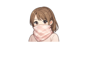スカーフで口元を覆う女性のイラスト｜無料素材（透過PNG・商用OK）