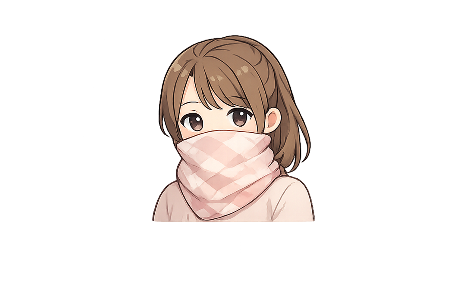 スカーフで口元を覆う女性のイラスト|無料素材(透過PNG・商用OK)