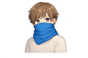 スカーフで口元を覆う男性のイラスト｜無料素材（透過PNG・商用OK）