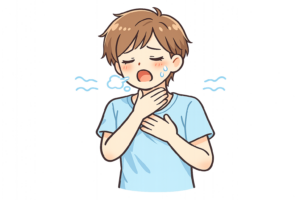 息苦しそうな男性のイラスト｜体調不良フリー素材（透過PNG・商用OK）