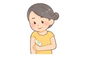 体温を測る高齢女性のイラスト｜医療フリー素材（透過PNG・商用OK）
